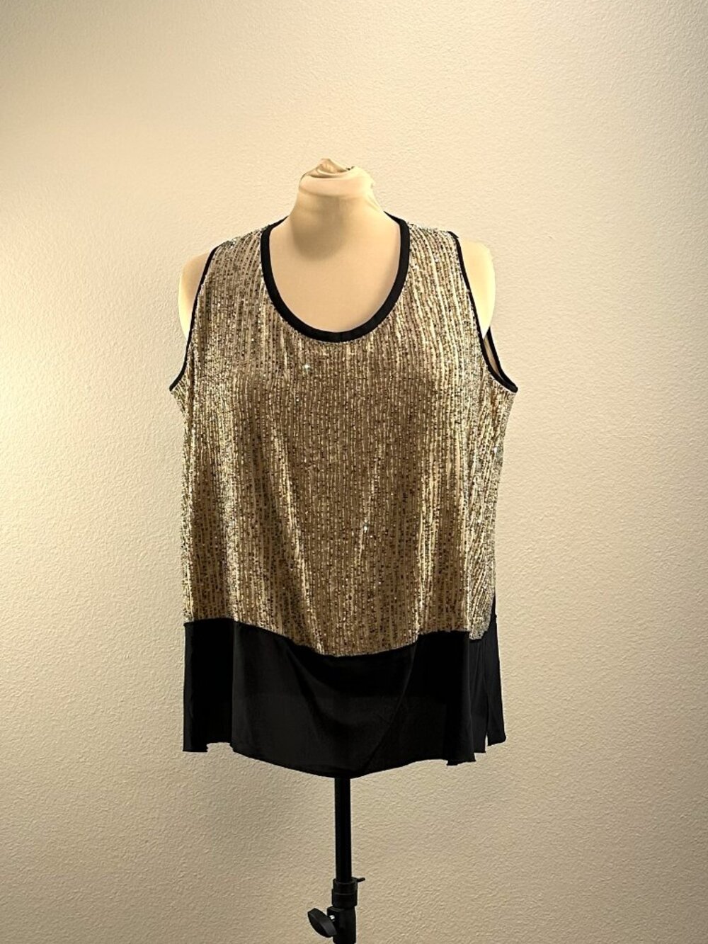 Eileen Fisher Sequin Rivulet Silk Crepe de Chene Top NWOT